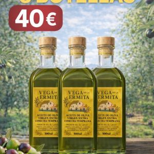 Aceite Verde VEGA DE LA ERMITA Cosecha Temprana - 3 Botellas de 500 ml