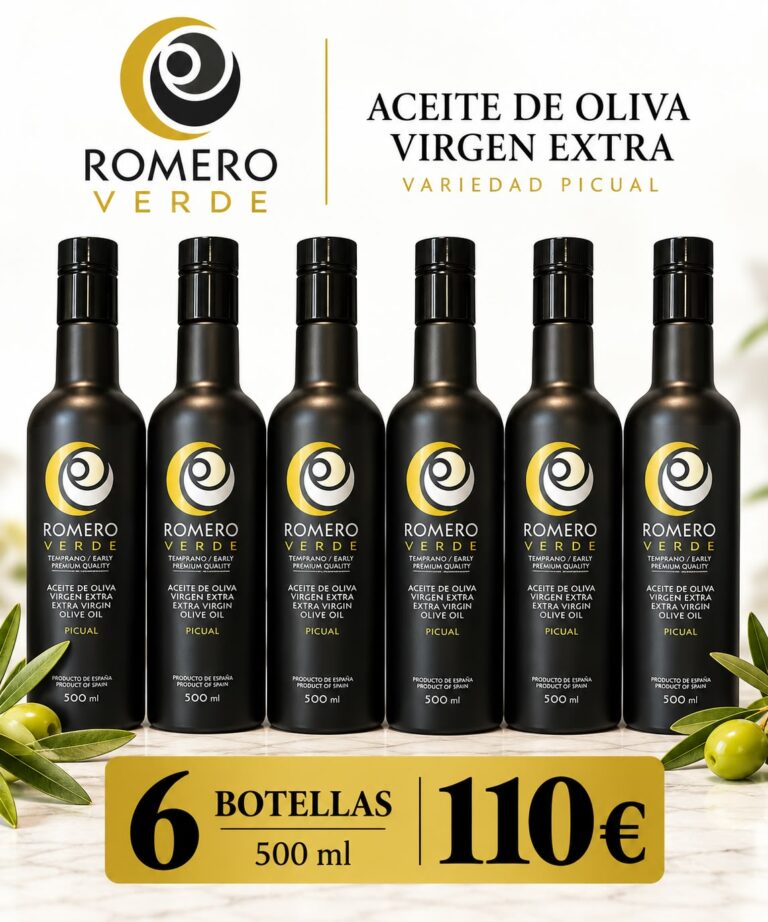 6 BOTELLAS ROMERO VERDE ACEITE DE OLIVA VIRGEN EXTRA